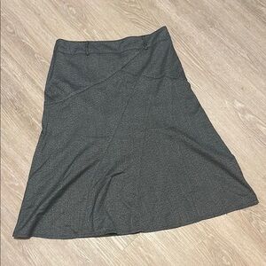 Larry Levine Gray Midi A-Line Skirt Asymmetrical Work